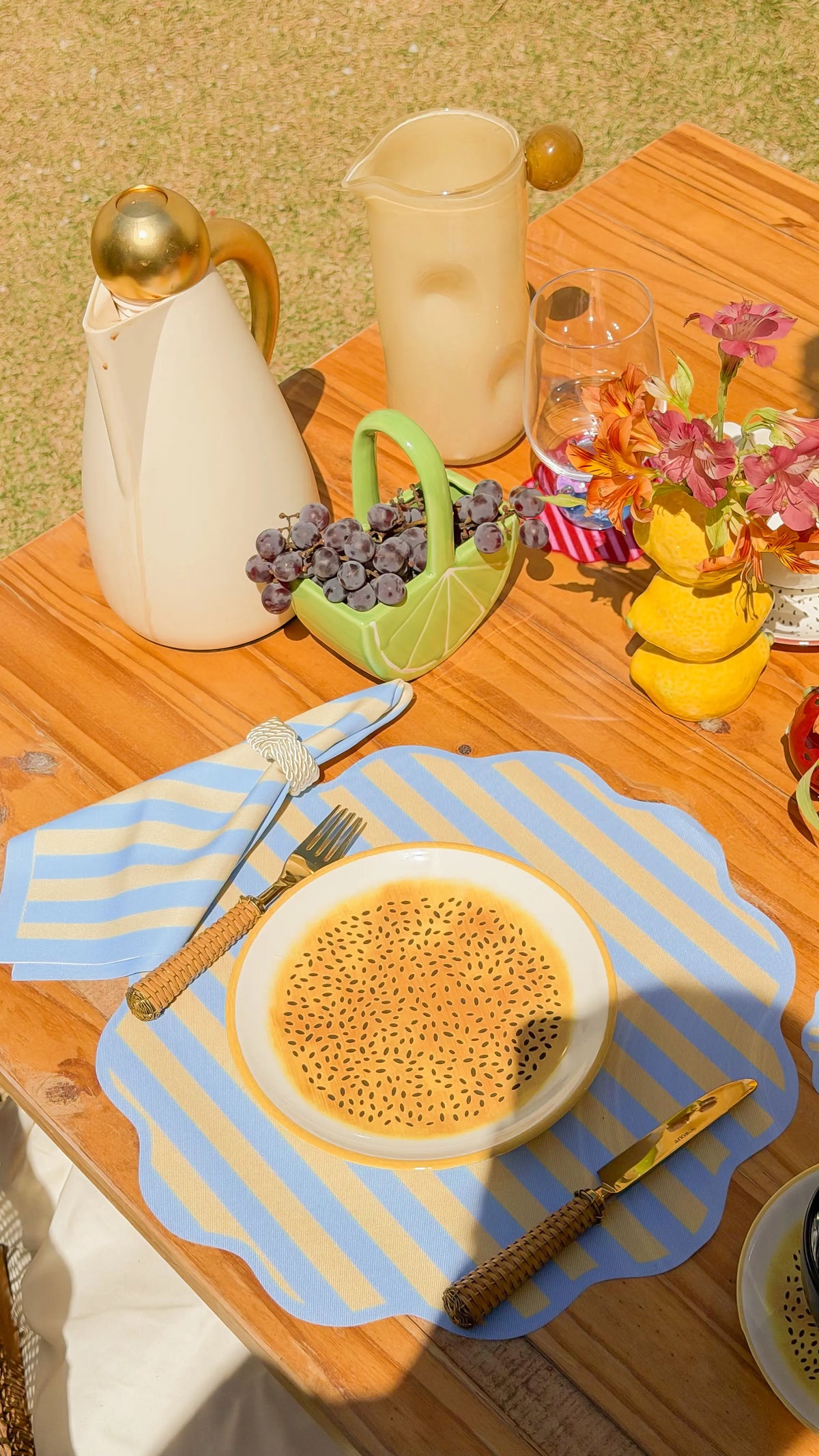 Kit de Mesa Posta Riviera Yellow - PG clássico off white