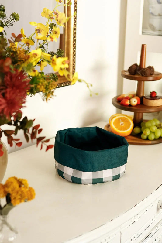 Panier Dupla face Vichy verde