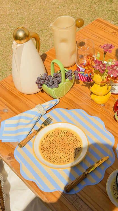 Kit de Mesa Posta Riviera Yellow - PG clássico off white