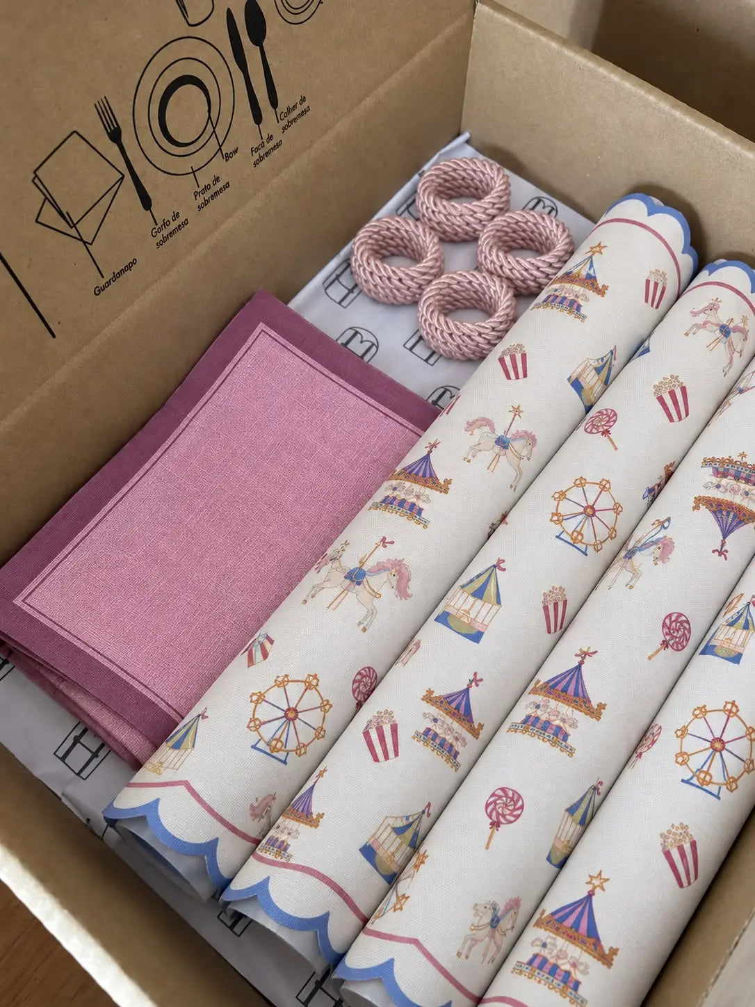 Kit de Mesa Posta Parque de diversões - PG clássico rosa