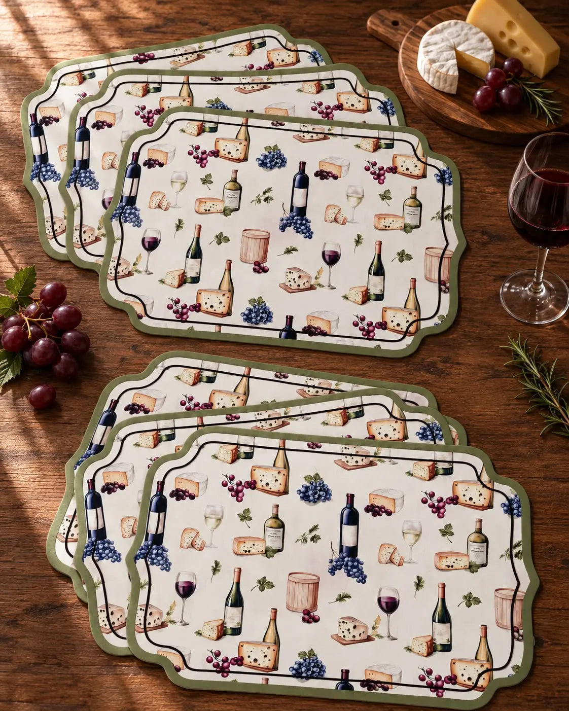 Kit 6 Lugares Americanos Queijos e vinhos