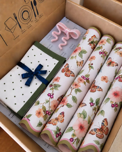 Kit de Mesa Posta Botânica - PG laço rosa