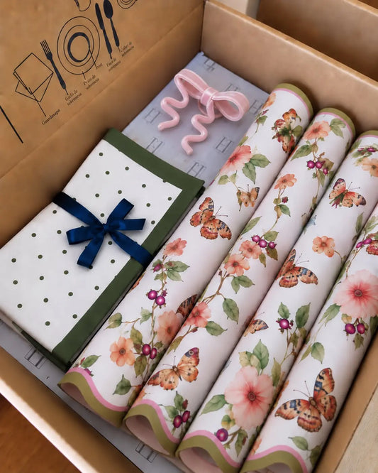 Kit de Mesa Posta Botânica - PG laço rosa