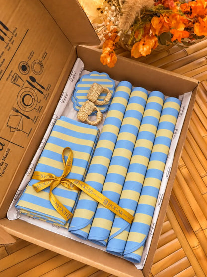 Kit de Mesa Posta Riviera Yellow - PG clássico off white