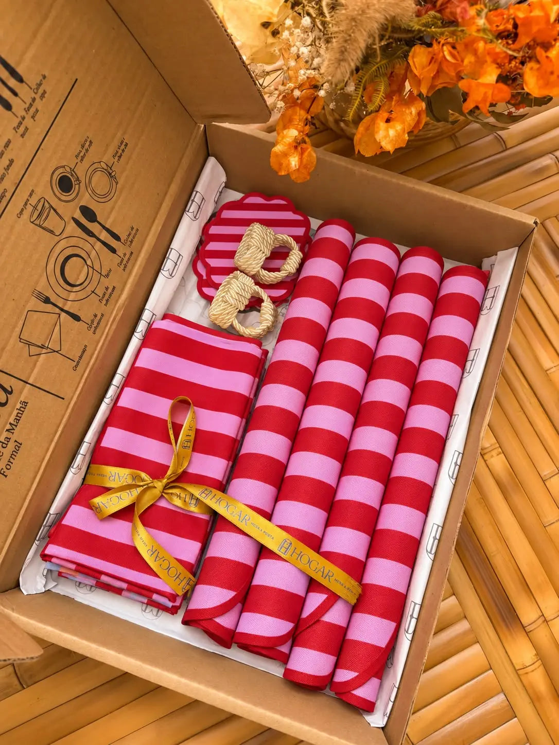 Kit de Mesa Posta Riviera Pink - PG clássico off white