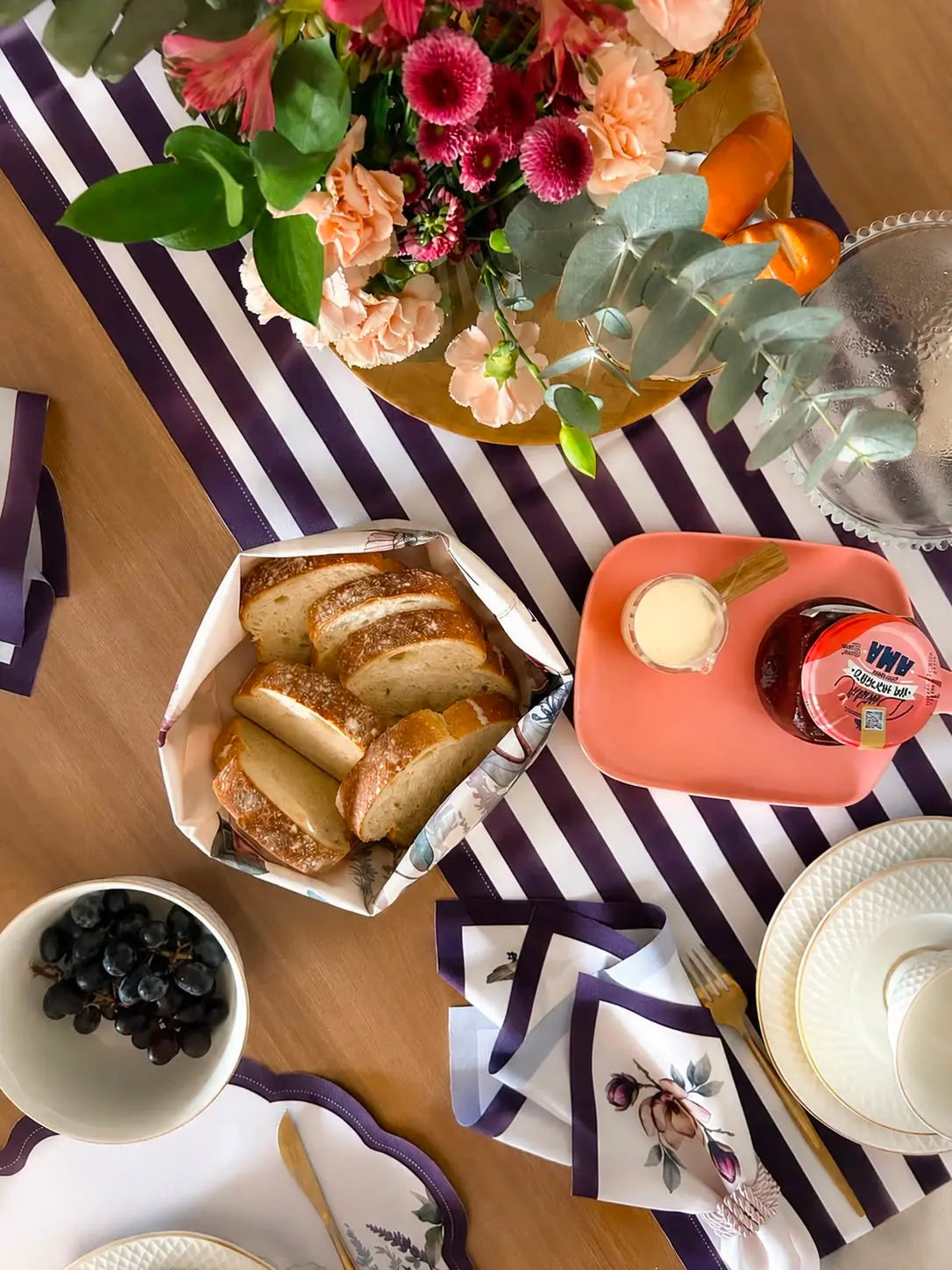 Trilho De Mesa Listras Roxo