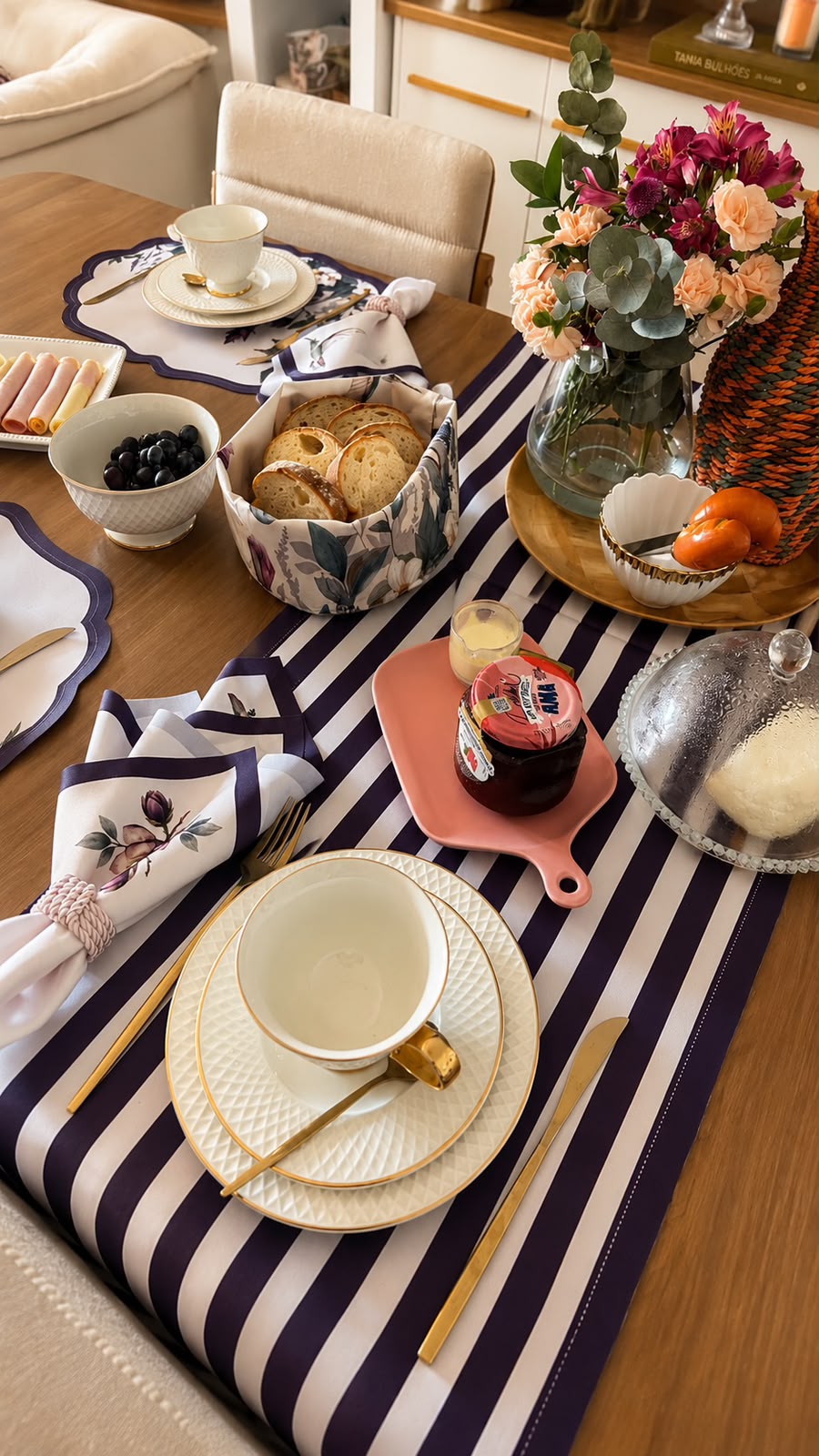 Trilho De Mesa Listras Roxo