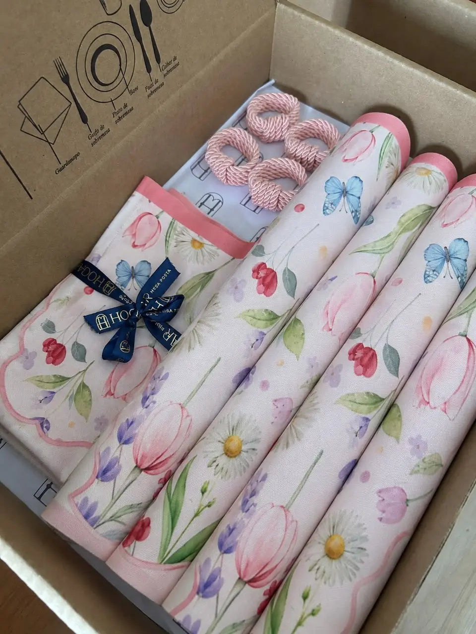 Kit de Mesa Posta Jardim - PG clássico rosa