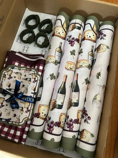 Kit de Mesa Posta Queijos e vinhos - PG clássico verde