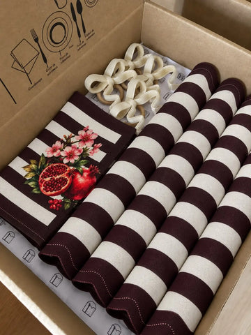 Kit de Mesa Posta Listras Romã - PG laço off white