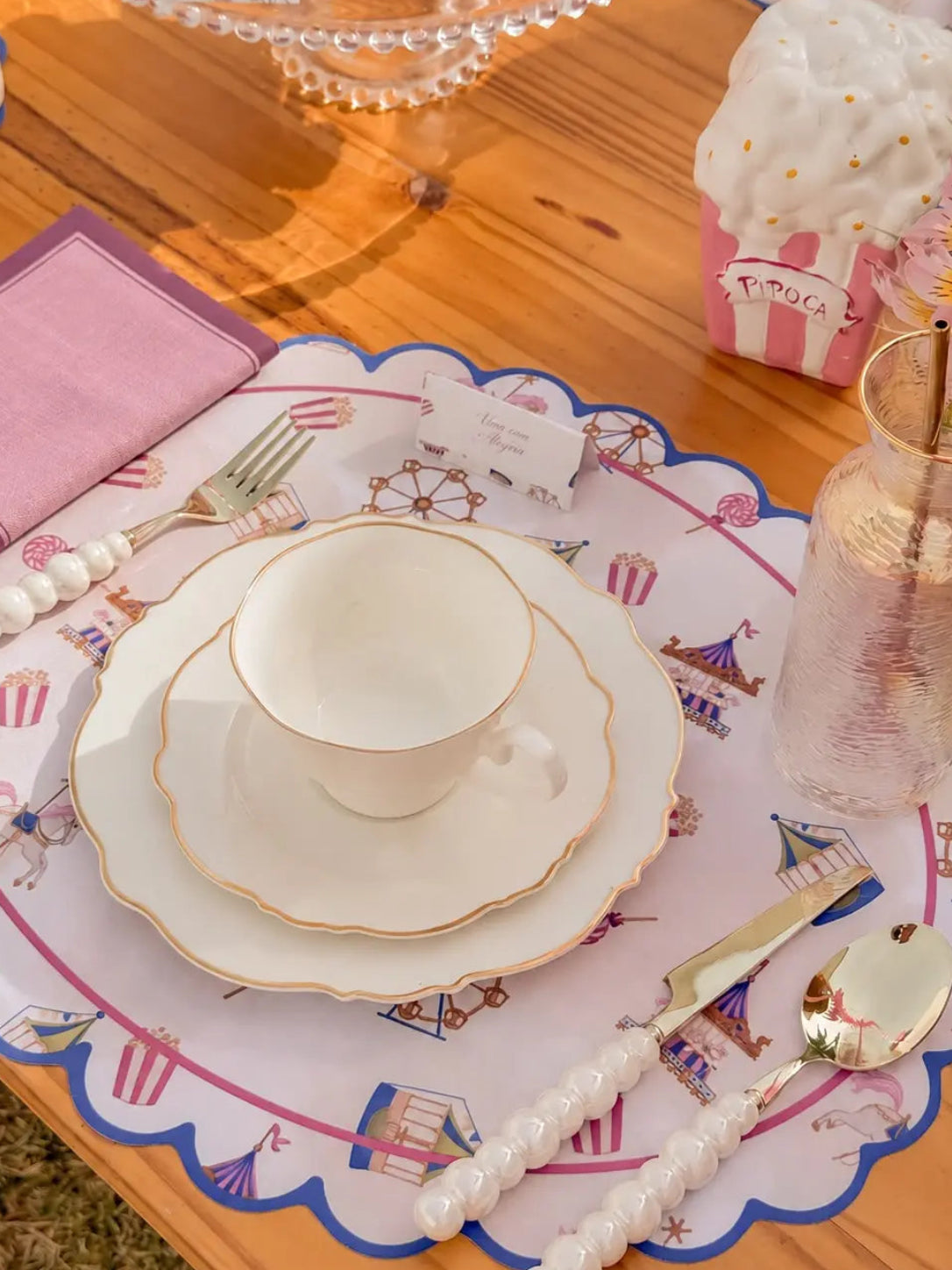 Kit de Mesa Posta Parque de diversões - PG clássico rosa