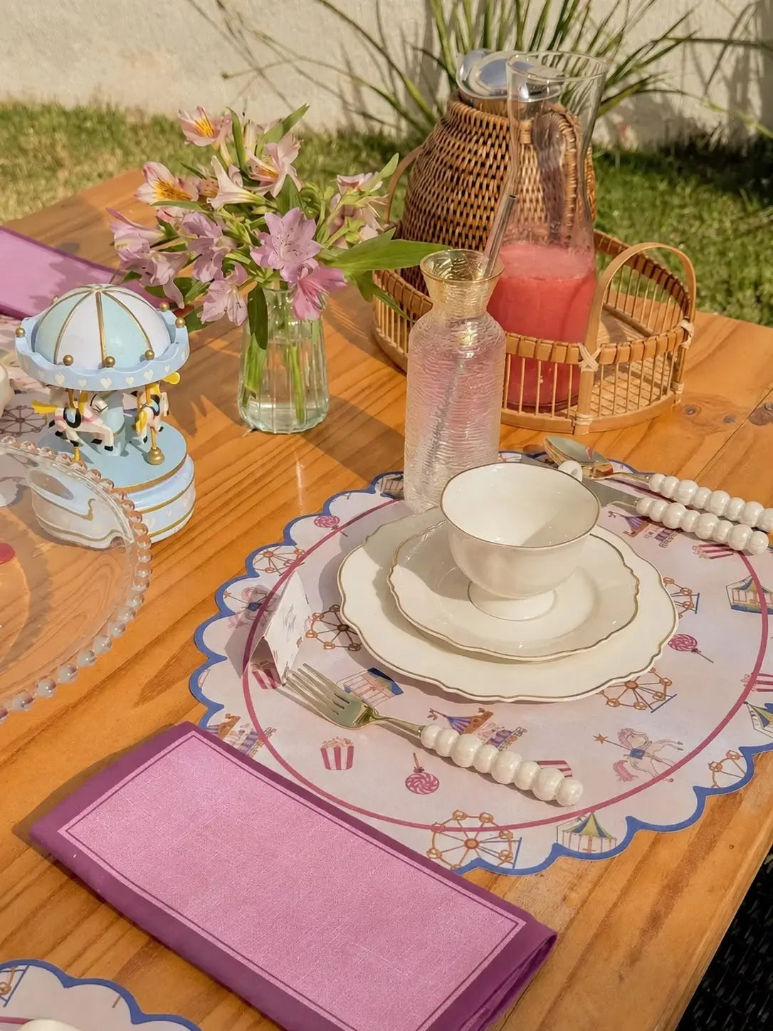 Kit de Mesa Posta Parque de diversões - PG clássico rosa