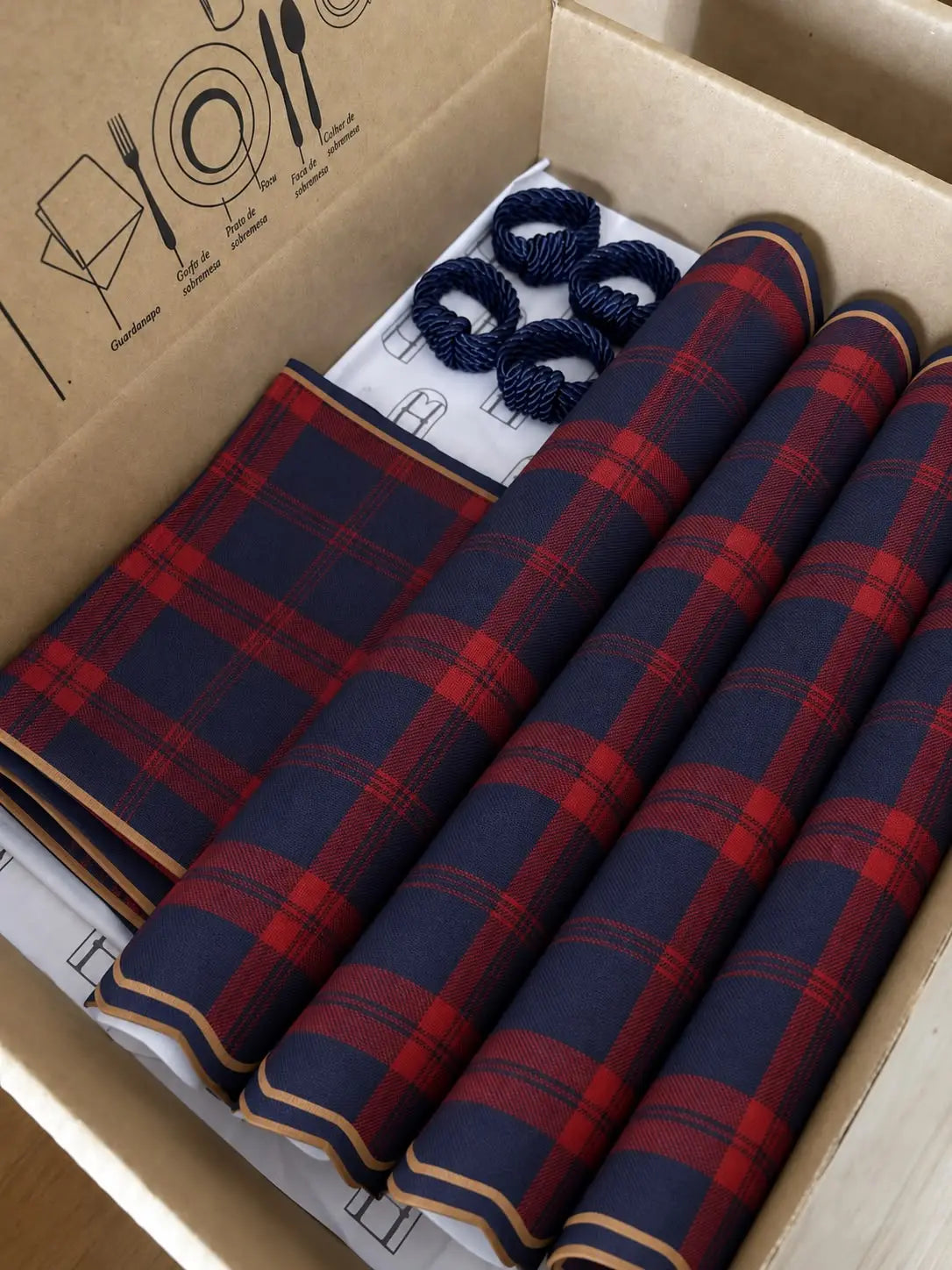 Kit de Mesa Posta Xadrez Irlandes - PG clássico azul marinho