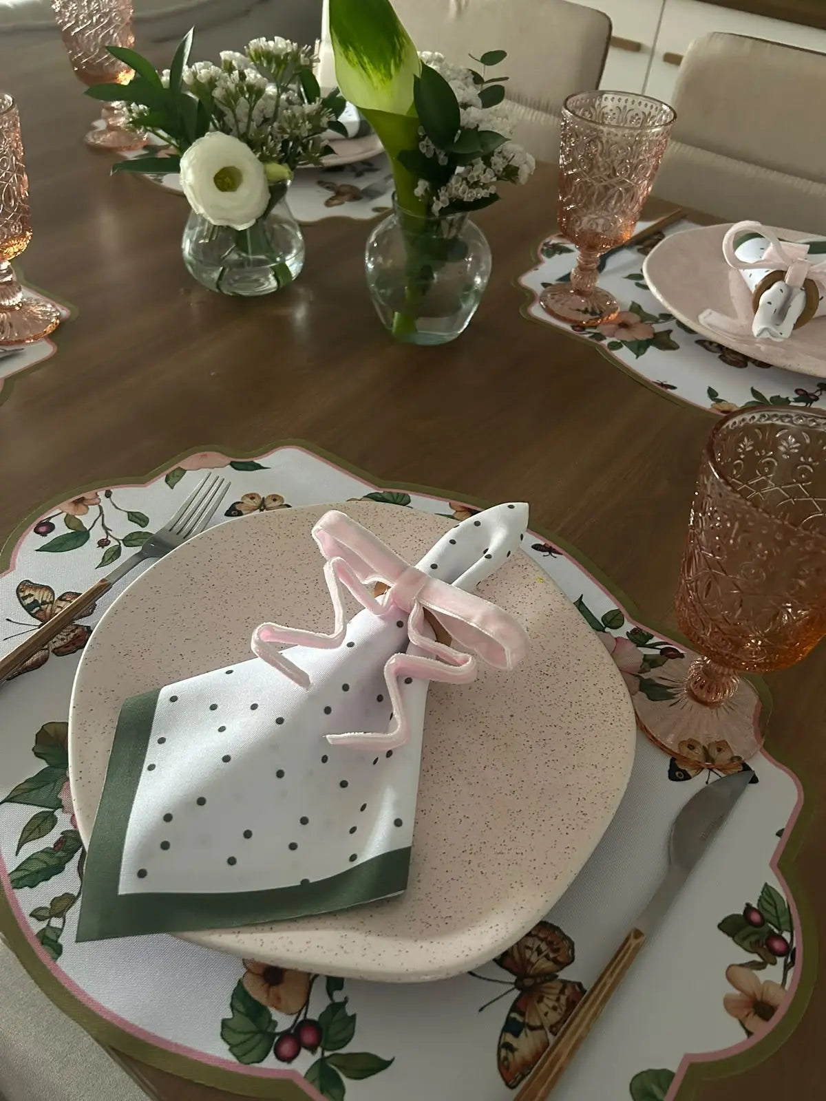 Kit de Mesa Posta Botânica - PG laço rosa