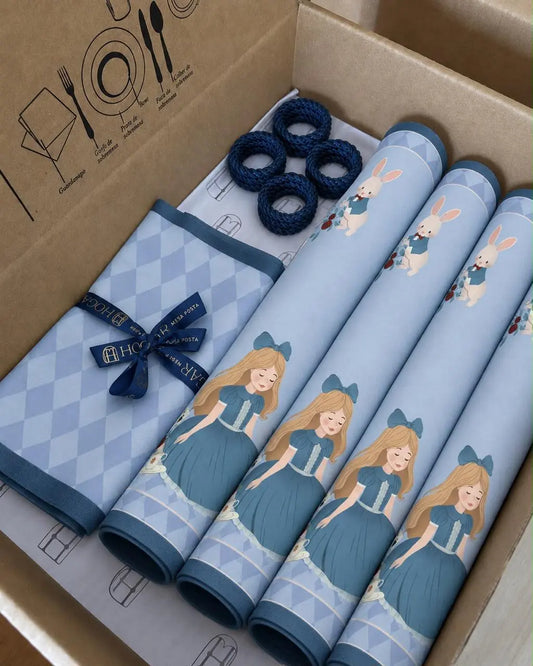 Kit de Mesa Posta Alice no país das maravilhas - PG laço rosa