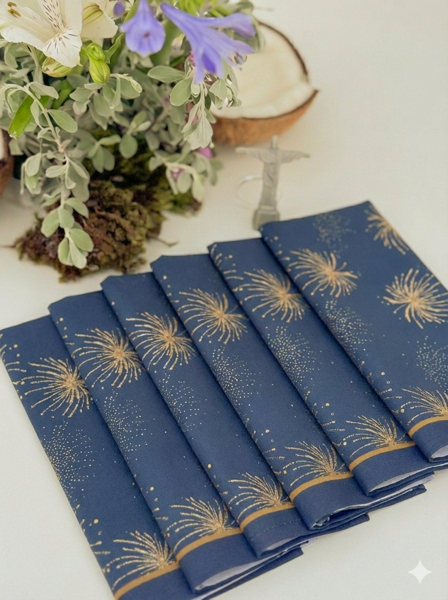 Kit 6 Guardanapos estampados Azul Rio de Janeiro