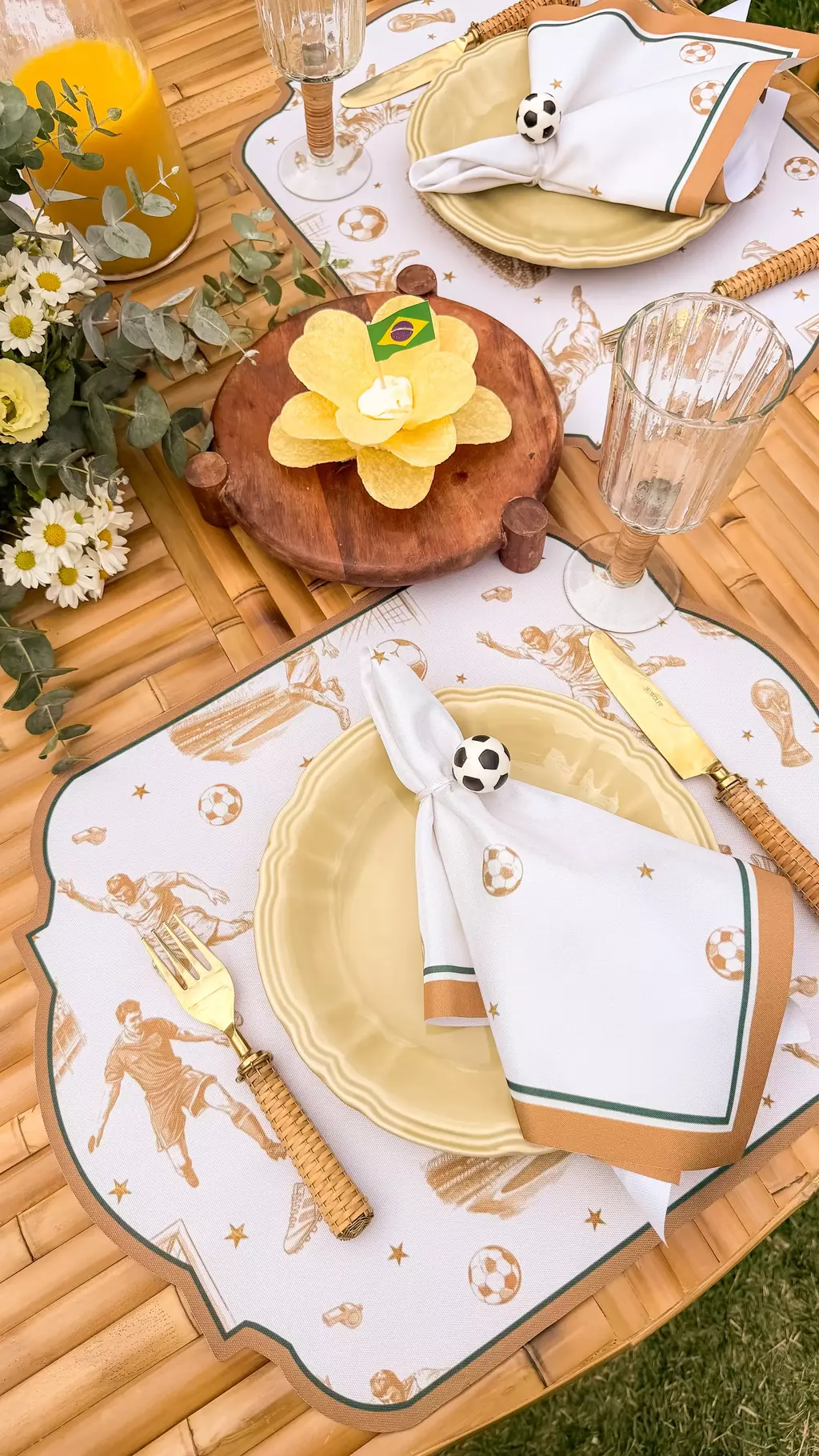 Guardanapo estampado Copa do mundo - dourado