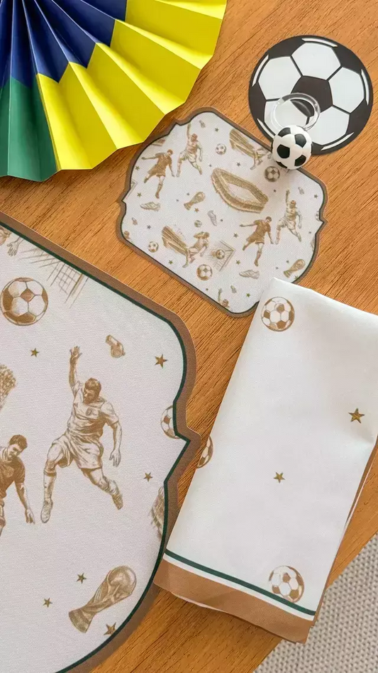 Guardanapo estampado Copa do mundo - dourado